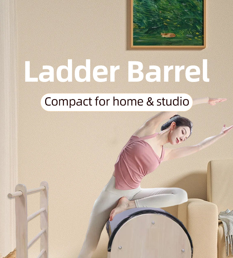 Thick reinforced maple ladder barrel, specialized equipment for Pilates studios for spinal relaxation, shoulder opening, and back shaping.