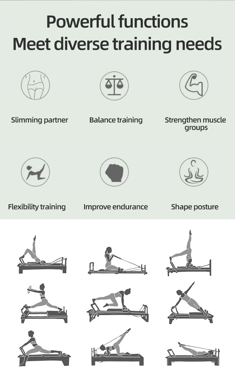 Retractable-leg foldable pilates core bed, large Pilates equipment, space-saving yoga training bed for small apartments