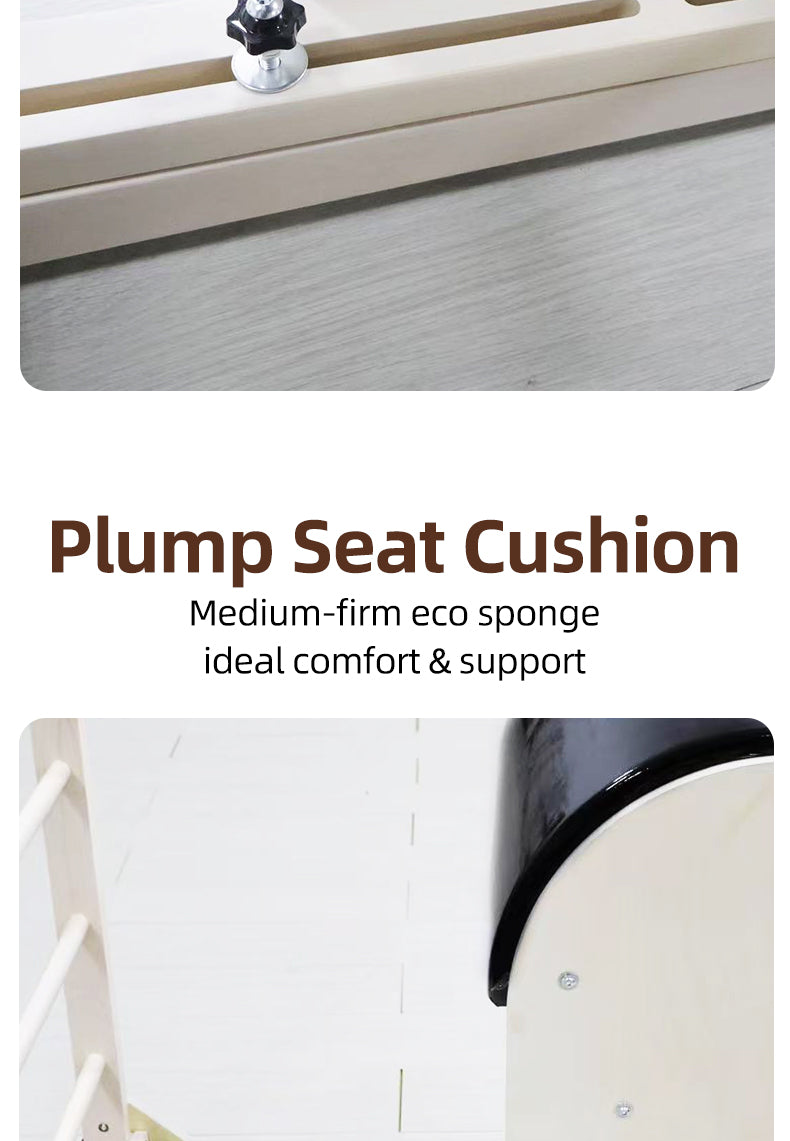 Thick reinforced maple ladder barrel, specialized equipment for Pilates studios for spinal relaxation, shoulder opening, and back shaping.