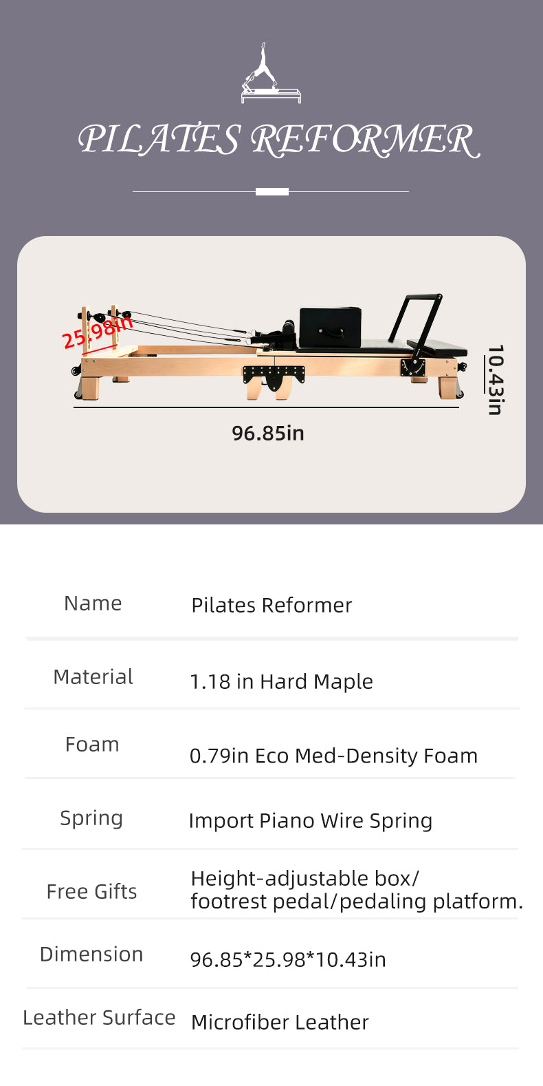Imported Maple Pilates Core Bed Home Foldable Version Silent Sliding Rail Shaping Pilates Large Equipment
