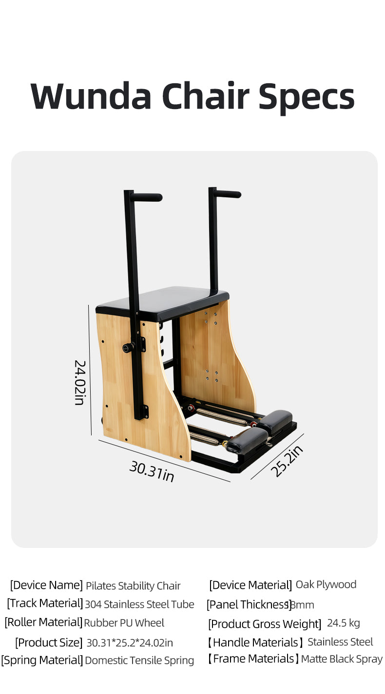 Maple Wood Split-Pedal Stability Chair Pilates Large Equipment for Home Core Training, Yoga and Fitness Stability Step Chair
