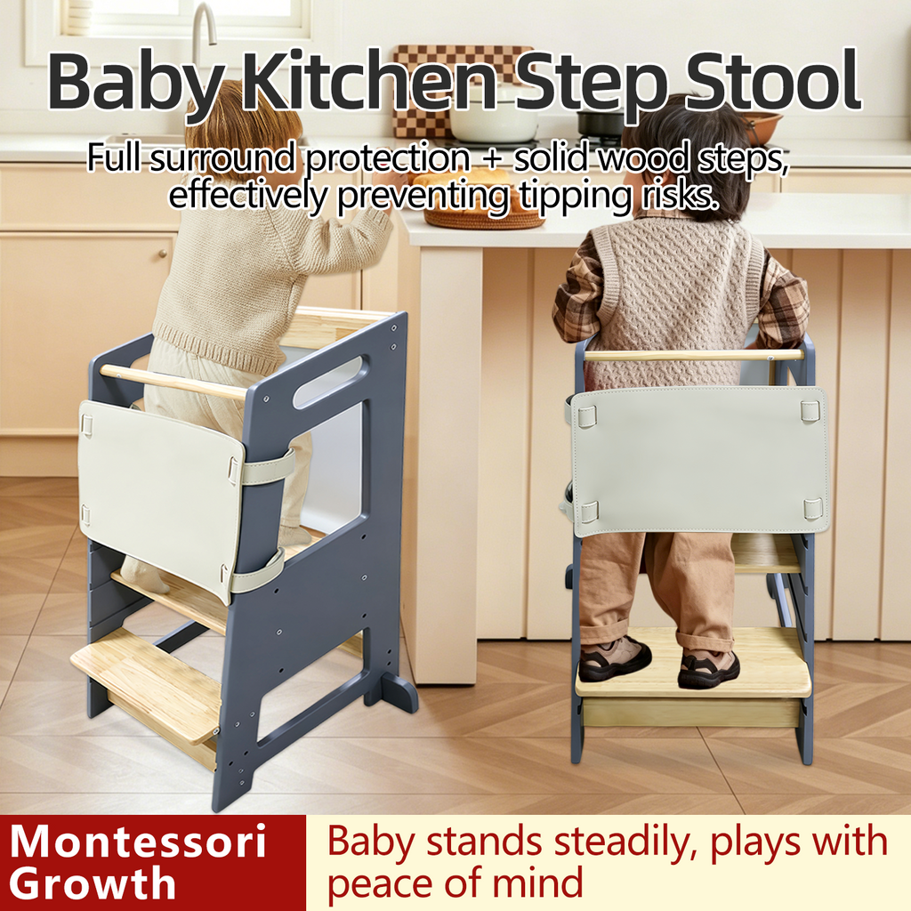 Two-Step Household Anti-Slip Step Stool for Kitchen Use, Elevated Access, and Children’s Handwashing Footstool
