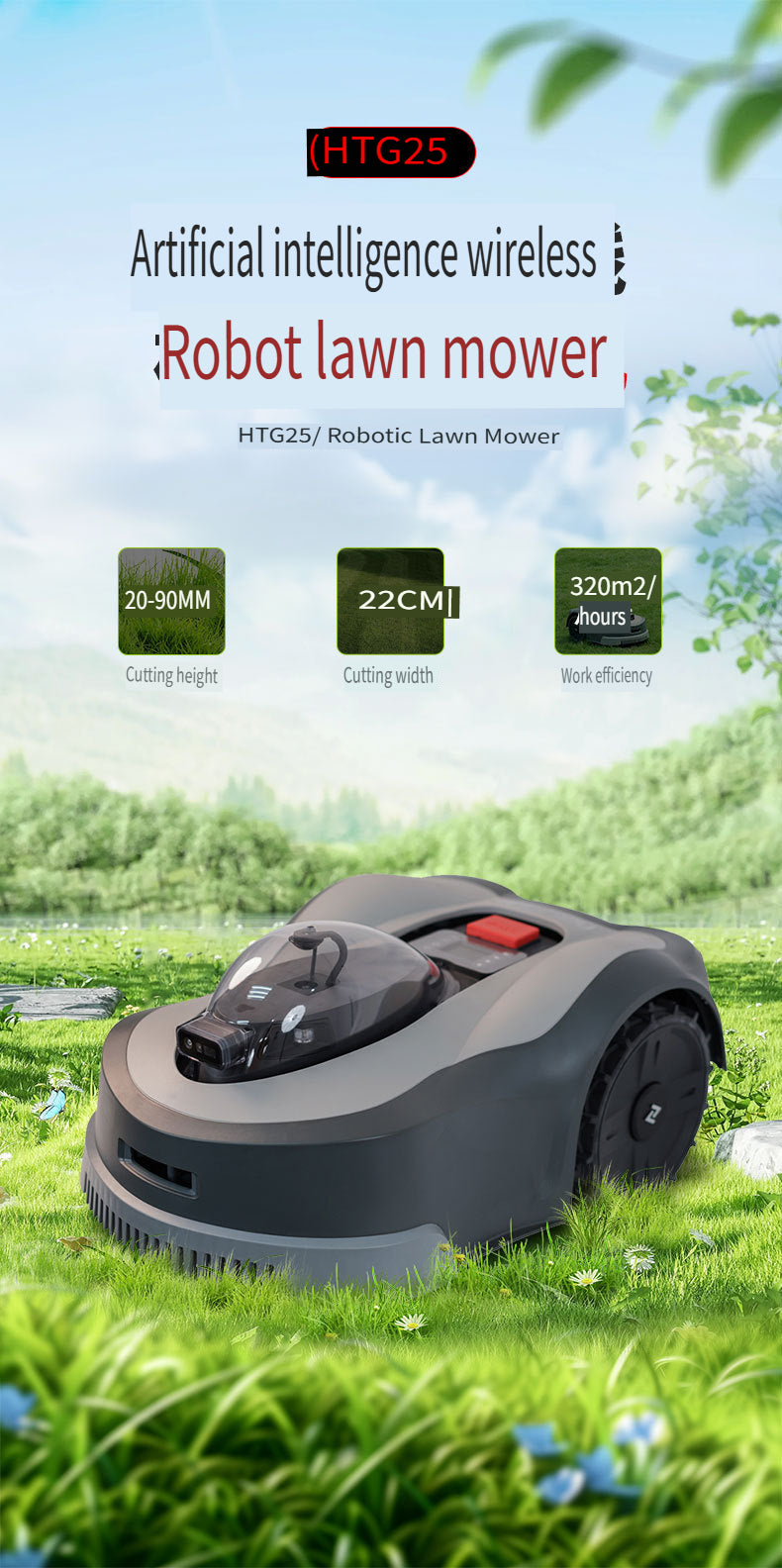 Multifunctional electric automatic lawn mower for villa courtyards and lawns, household portable lithium-battery grass trimmer/weed cutter.