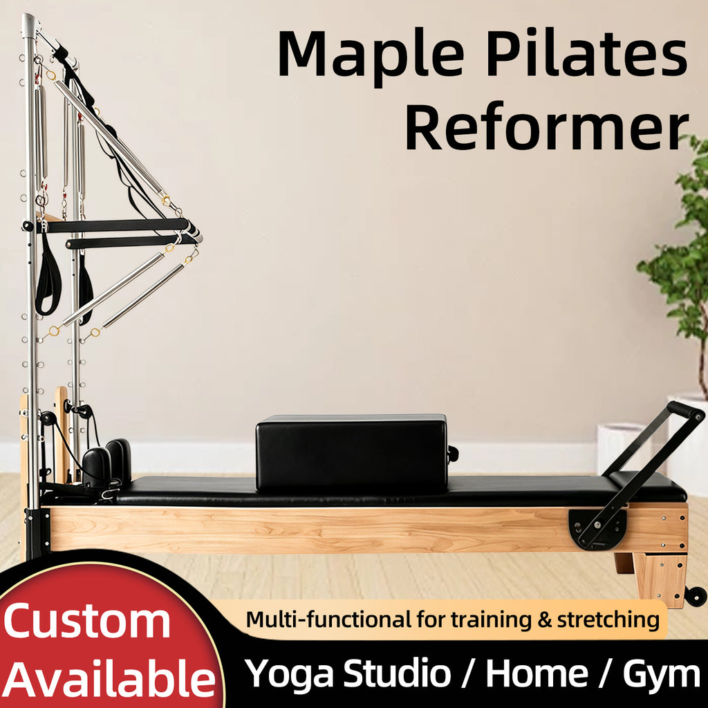 Elevated 2-in-1 Pilates Reformer with Silent Glide Rails for Full-Body Stretching and Core Strength Training