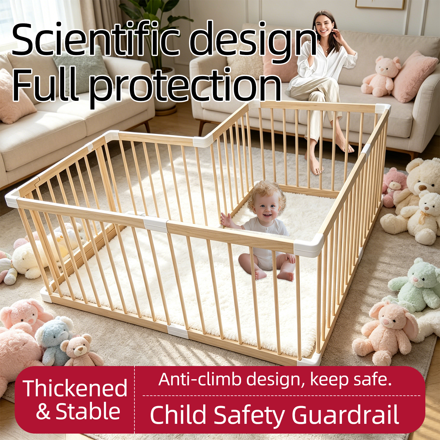 Home baby playpen for crawling and walking training, integrated toddler safety protection fence