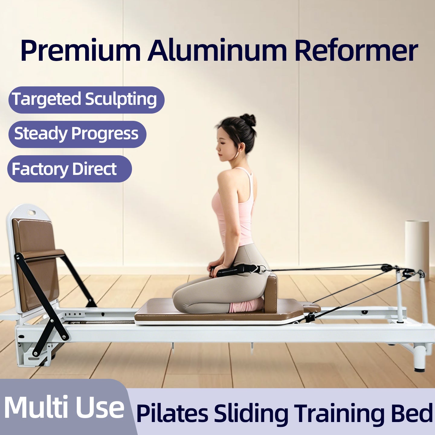 Light luxury Pilates beginner bed, commercial core bed for yoga studios, silent sliding rail postpartum recovery and body shaping training equipment