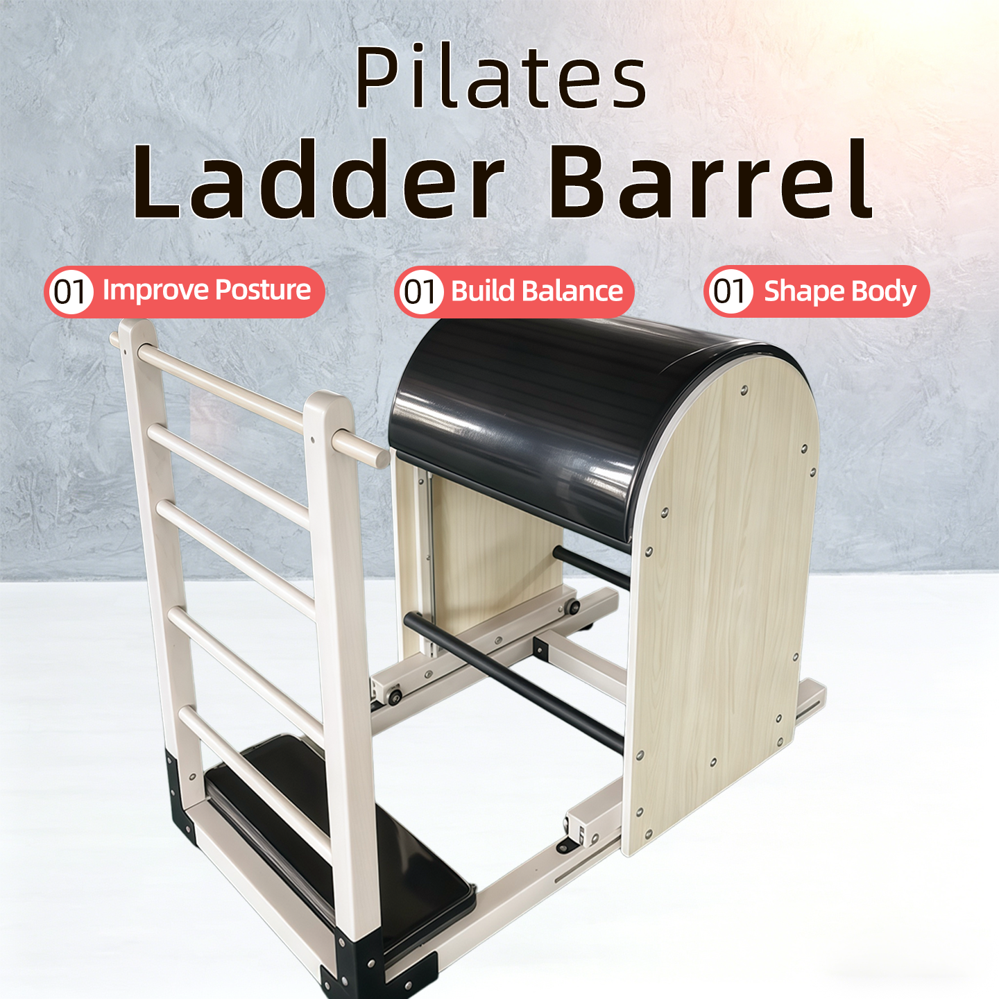 Imported Maple Wood Pilates Ladder Barrel, Large Equipment for Yoga Studios and Personal Training, Spinal Correction, Stretching, and Mobility Training.