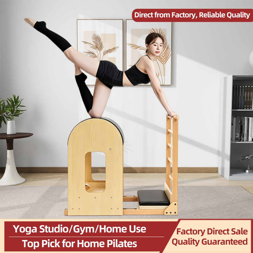Imported lightweight Pilates DY-03 ladder barrel with a curved anti-slip design, for at-home posture correction and spinal stretching.