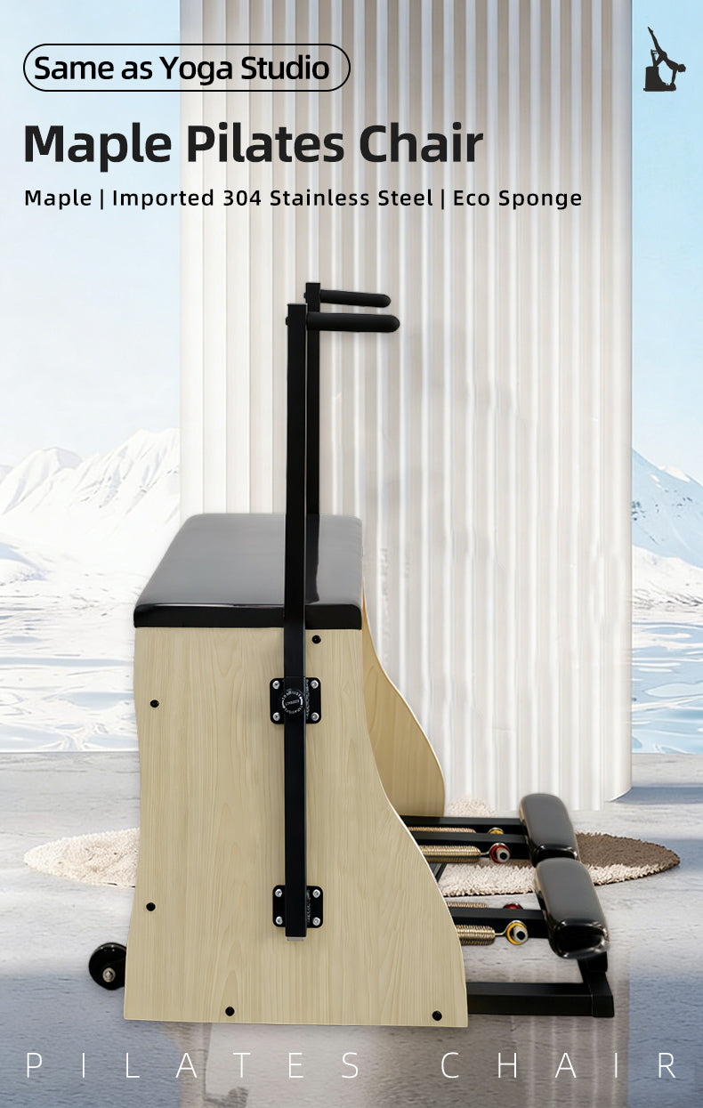 Maple Wood Split-Pedal Stability Chair Pilates Large Equipment for Home Core Training, Yoga and Fitness Stability Step Chair