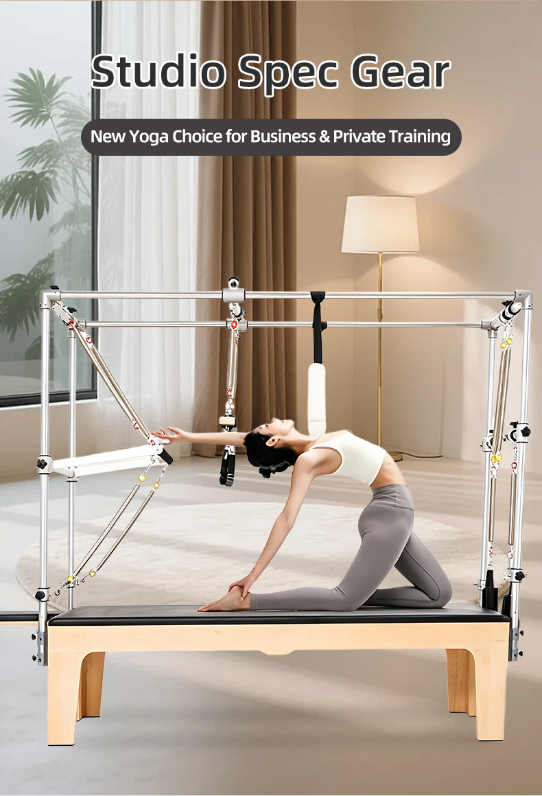 Pilates Cadillac Bed Solid Wood Elevated Swing Bed Commercial Multi-Functional Pilates Apparatus Postpartum Rehabilitation Training Bed