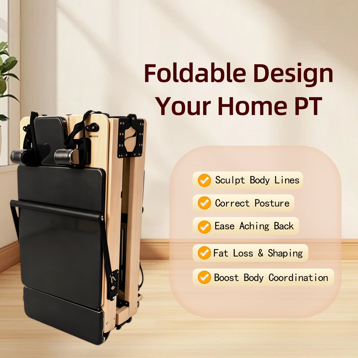Imported Maple Pilates Core Bed Home Foldable Version Silent Sliding Rail Shaping Pilates Large Equipment