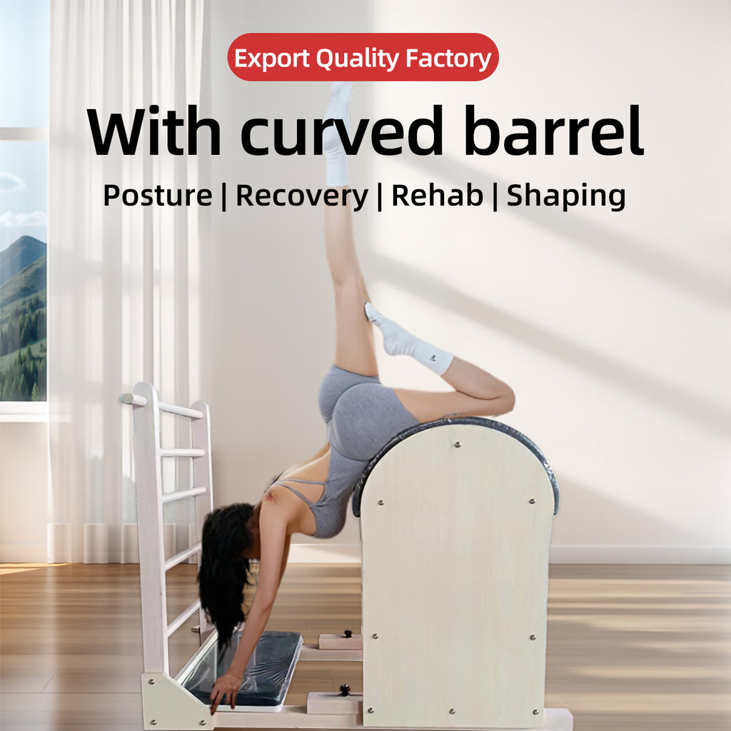 Thick reinforced maple ladder barrel, specialized equipment for Pilates studios for spinal relaxation, shoulder opening, and back shaping.