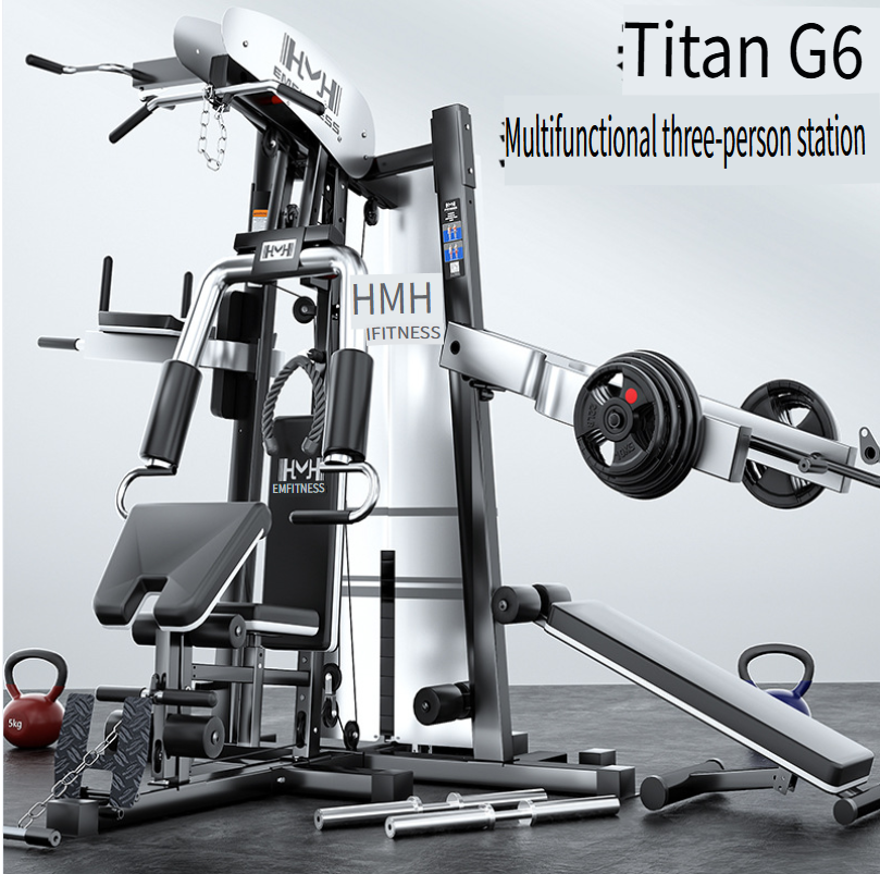 3-Station Multi-Function Home Gym: High/Low Pulley & Chest Press Strength Training Machine