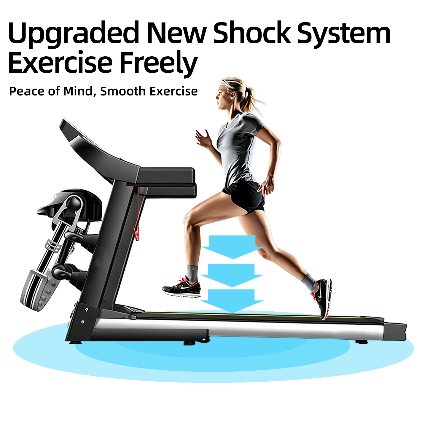 Smart APP Connected Folding Treadmill for Home, Quiet Shock-Absorbing Indoor Large-Screen Real-Scene Fitness Walking and Running Machine