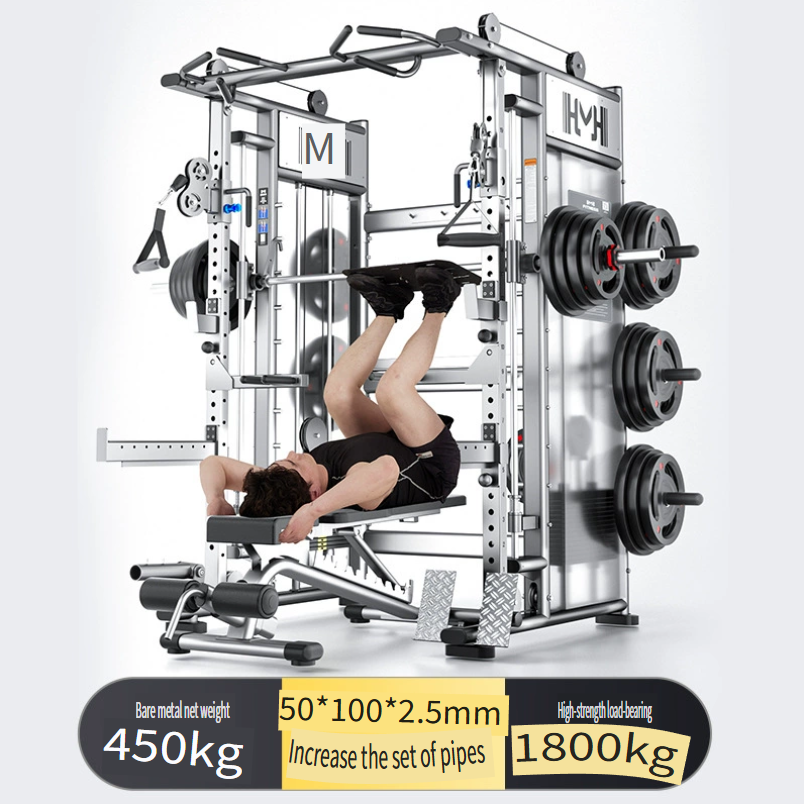 Multifunctional Smith Machine with Cable Crossover, Bench Press, and Squat Rack – Indoor All-in-One Fitness Equipment
