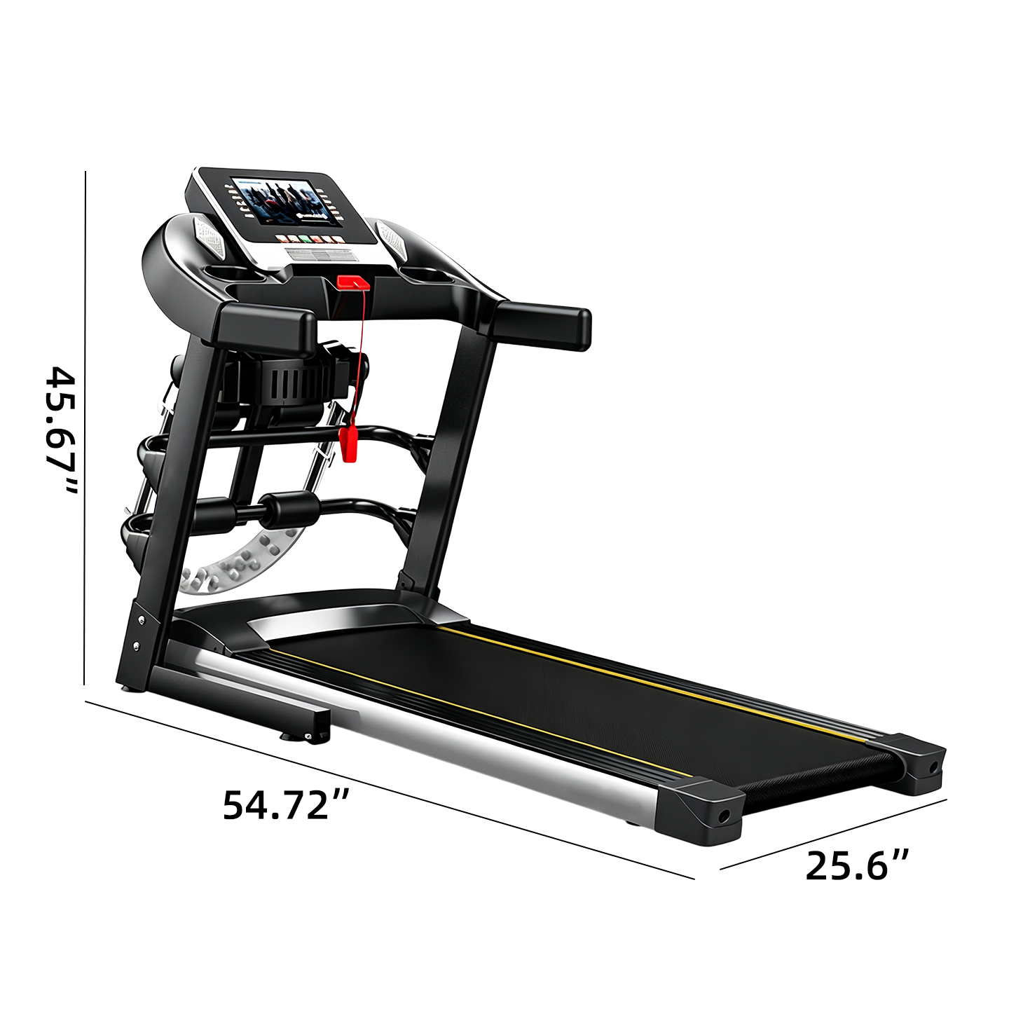 Smart APP Connected Folding Treadmill for Home, Quiet Shock-Absorbing Indoor Large-Screen Real-Scene Fitness Walking and Running Machine