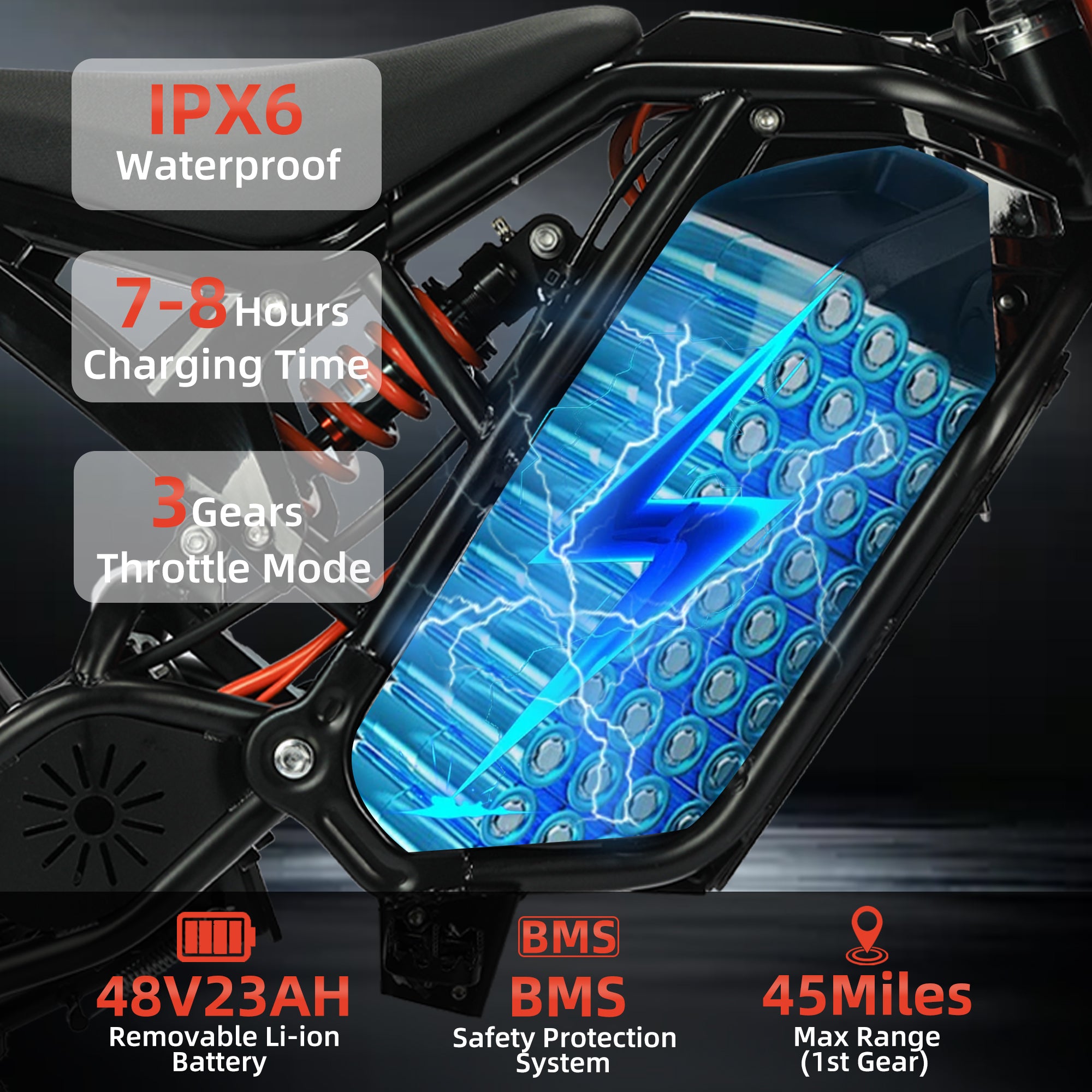 MDD-03B 3000W Electric Dirt Bike, Orange