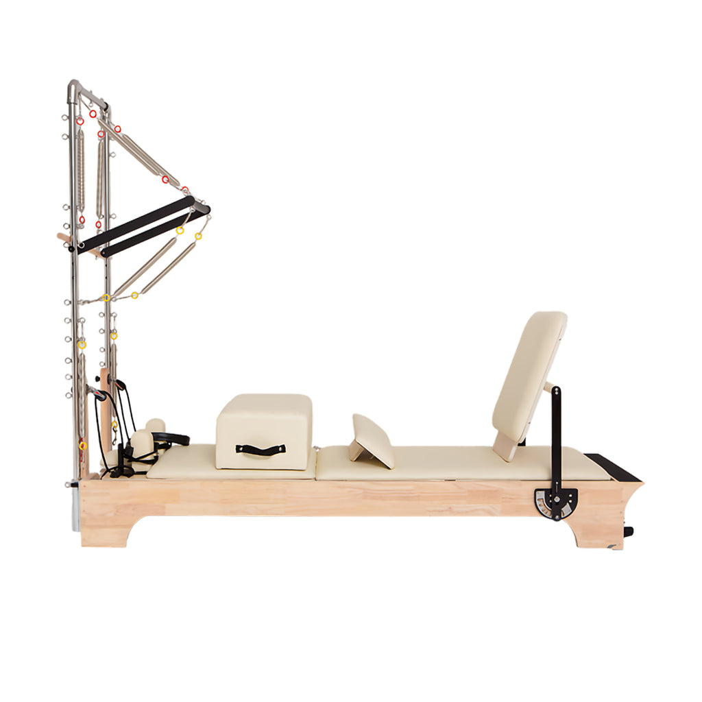 Oak Wood 2-in-1 Pilates Reformer Core Bed, Multifunctional Foldable Home Yoga Training Bed