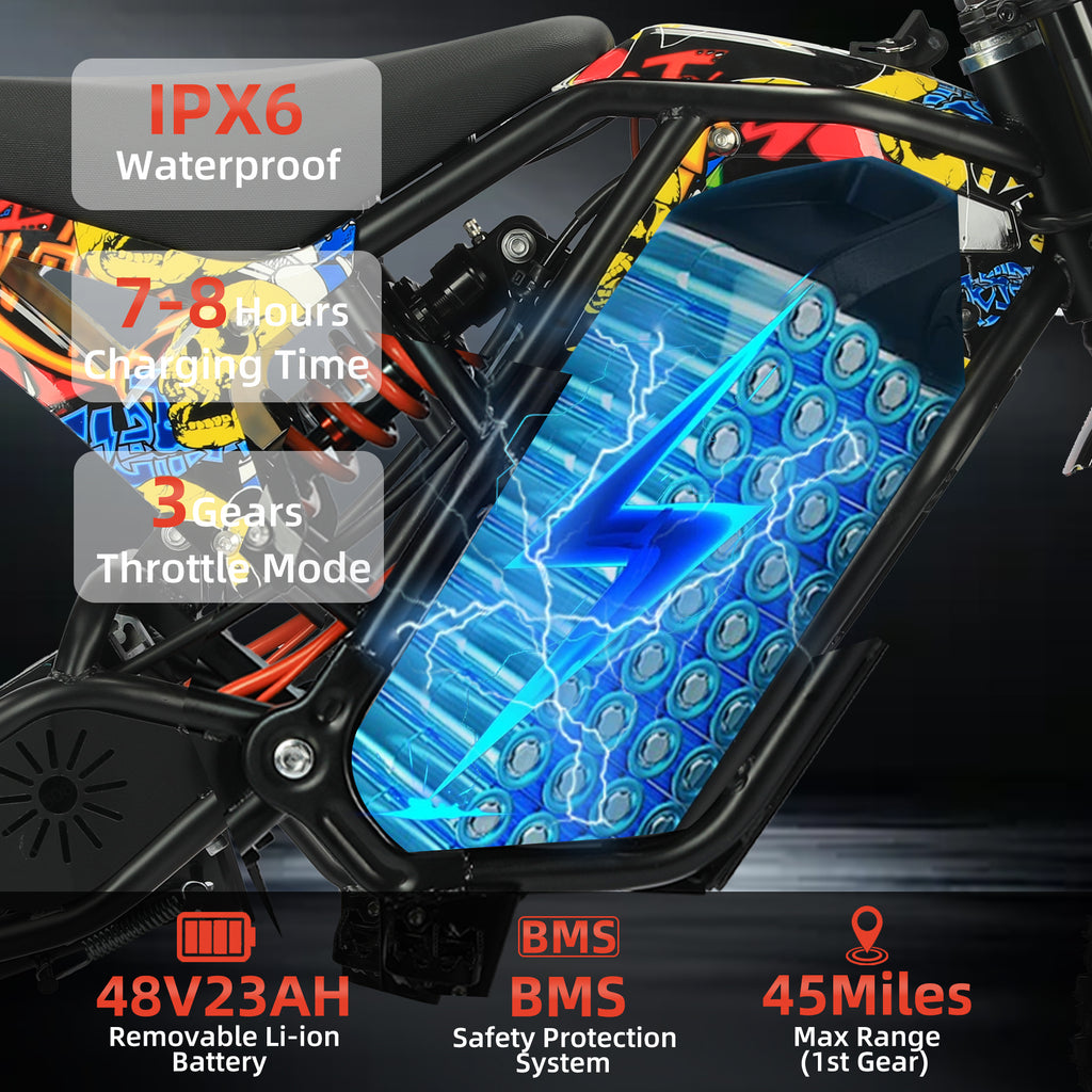 MDD-03B 3000W Electric Dirt Bike, Graffiti