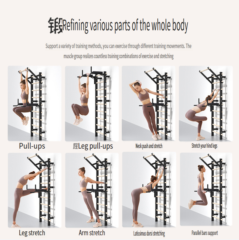Indoor Wall Bars for Rehabilitation and Fitness: Home Equipment for Leg Stretching, Climbing, Pull-ups, and Dance Studio Stretching