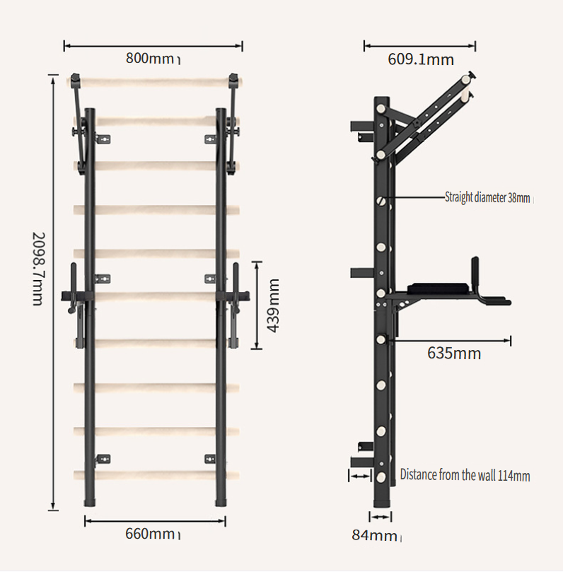 Indoor Wall Bars for Rehabilitation and Fitness: Home Equipment for Leg Stretching, Climbing, Pull-ups, and Dance Studio Stretching
