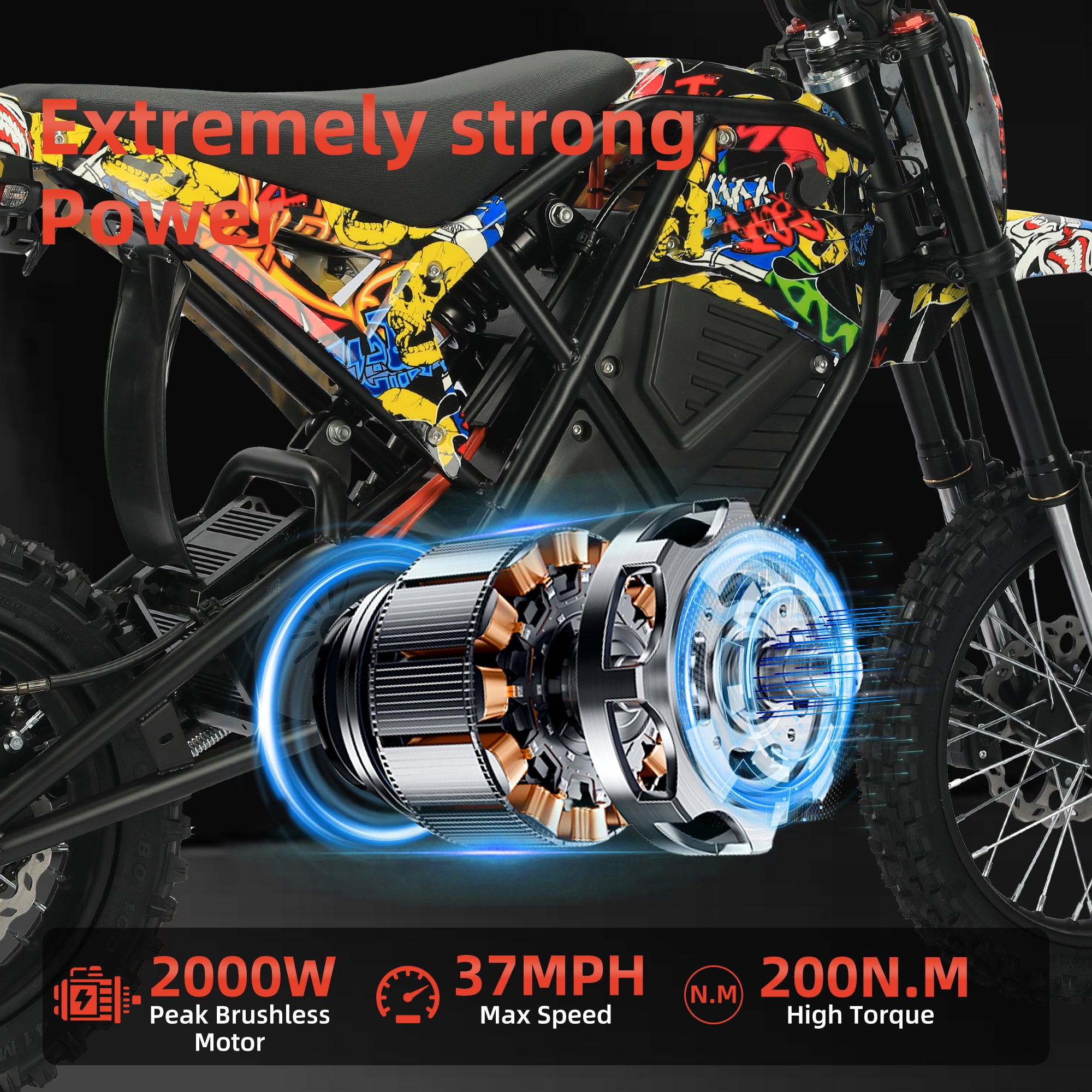 MDD-03B 3000W Electric Dirt Bike, Graffiti