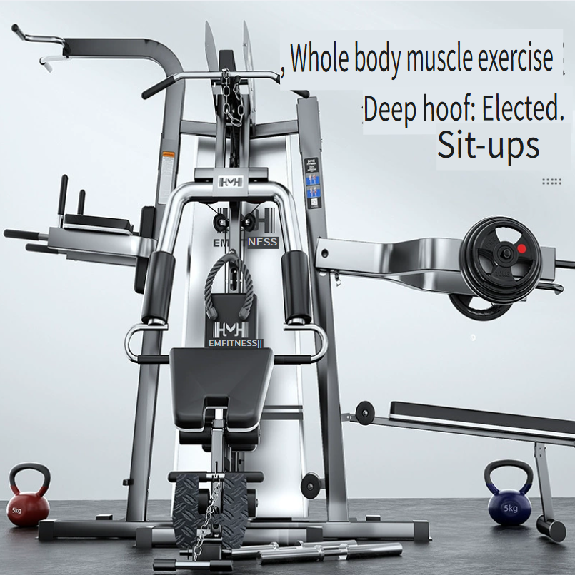 3-Station Multi-Function Home Gym: High/Low Pulley & Chest Press Strength Training Machine