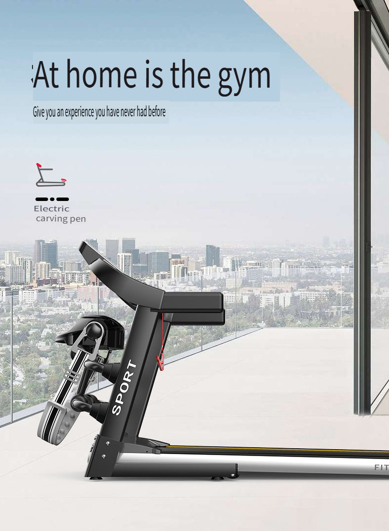 Smart APP Connected Folding Treadmill for Home, Quiet Shock-Absorbing Indoor Large-Screen Real-Scene Fitness Walking and Running Machine