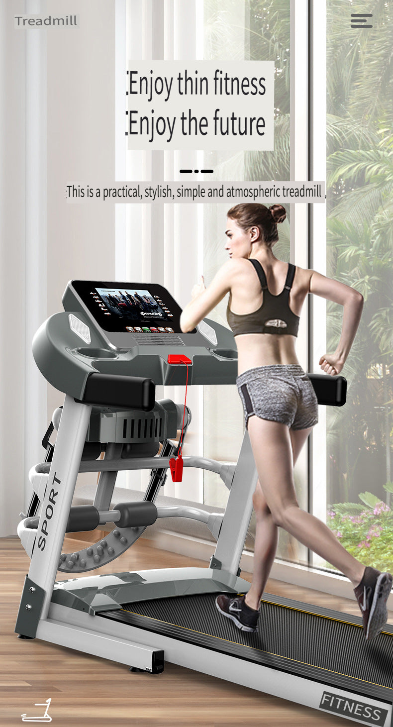 Smart APP Connected Folding Treadmill for Home, Quiet Shock-Absorbing Indoor Large-Screen Real-Scene Fitness Walking and Running Machine