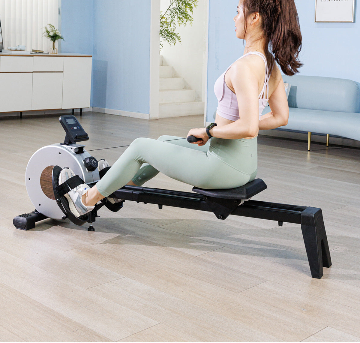 Smart APP Connected Magnetic Rowing Machine for Small Apartments, Home Storage, Waist and Back Shaping, Aerobic Rowing Trainer