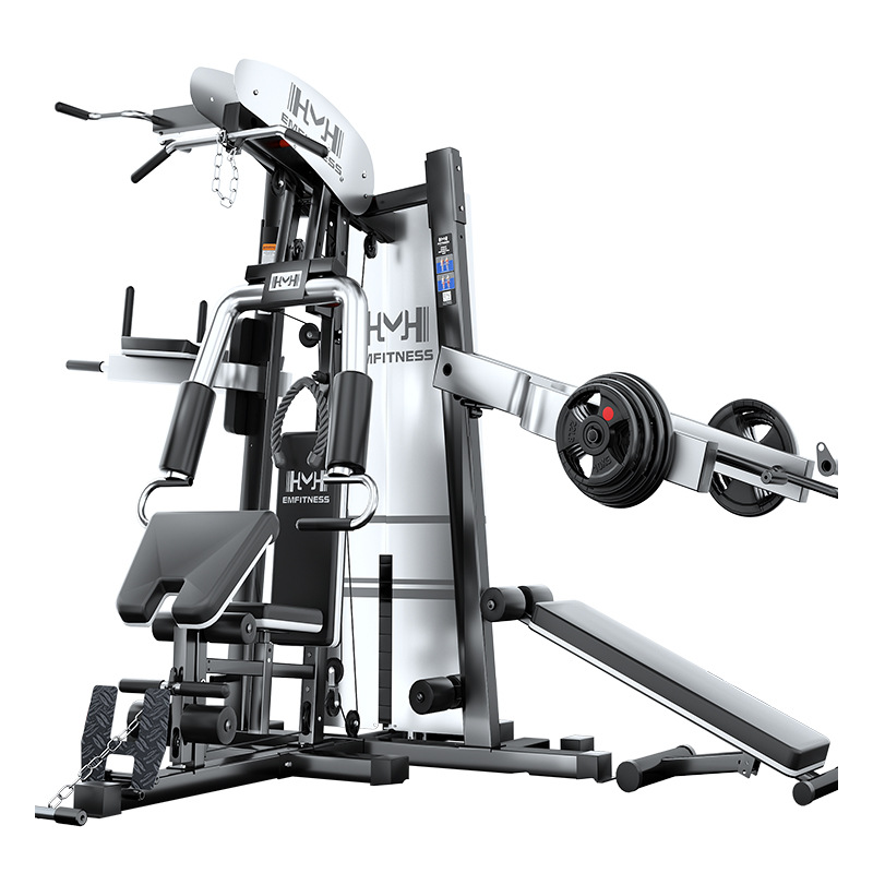 3-Station Multi-Function Home Gym: High/Low Pulley & Chest Press Strength Training Machine