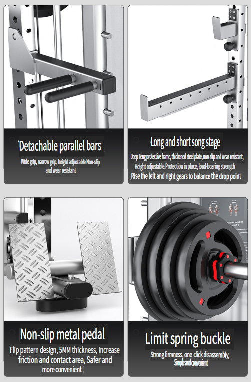 Multifunctional Smith Machine with Cable Crossover, Bench Press, and Squat Rack – Indoor All-in-One Fitness Equipment