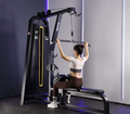 Commercial Precor-style equipment: Seated Chest Press, Seated Leg Extension, and Prone Leg Curl machines.