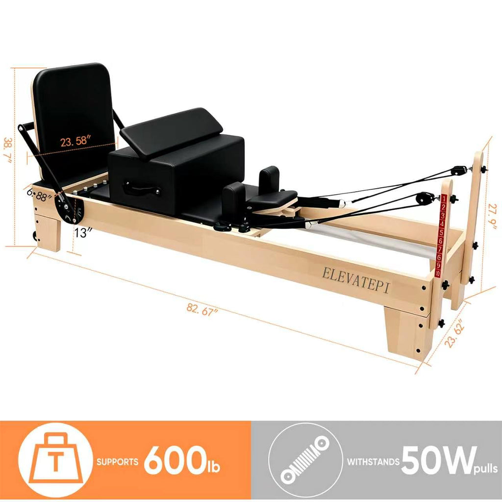 Commercial Pilates Reformer Bed for Fitness and Yoga Training — Stable, Quiet, and Resistant to Shaking.