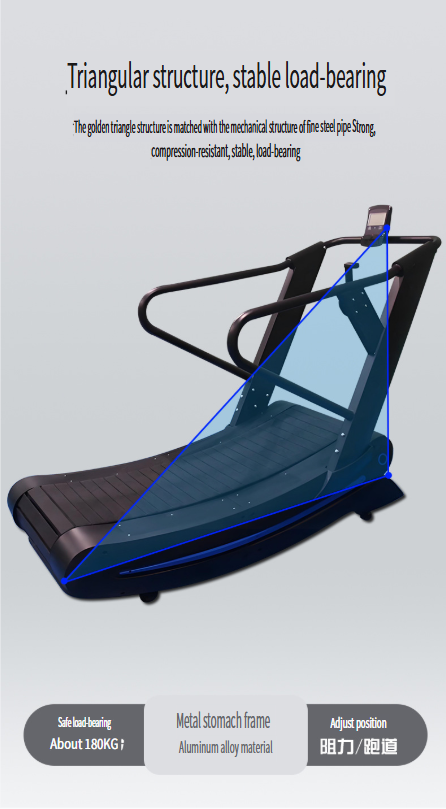 Non-motorized, non-electric curved treadmill—commercial-grade, large, multifunctional fitness equipment suitable for gyms, studios, and home use.