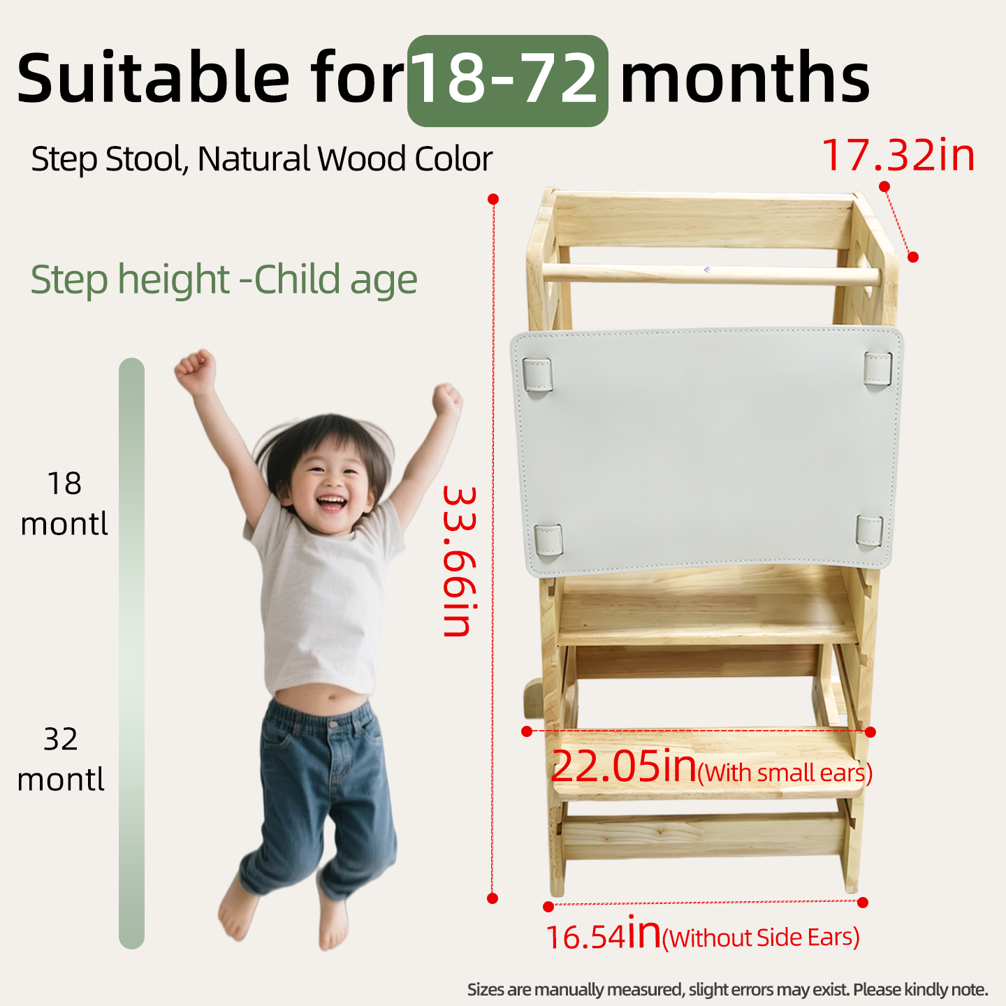 Two-Step Household Anti-Slip Step Stool for Kitchen Use, Elevated Access, and Children’s Handwashing Footstool