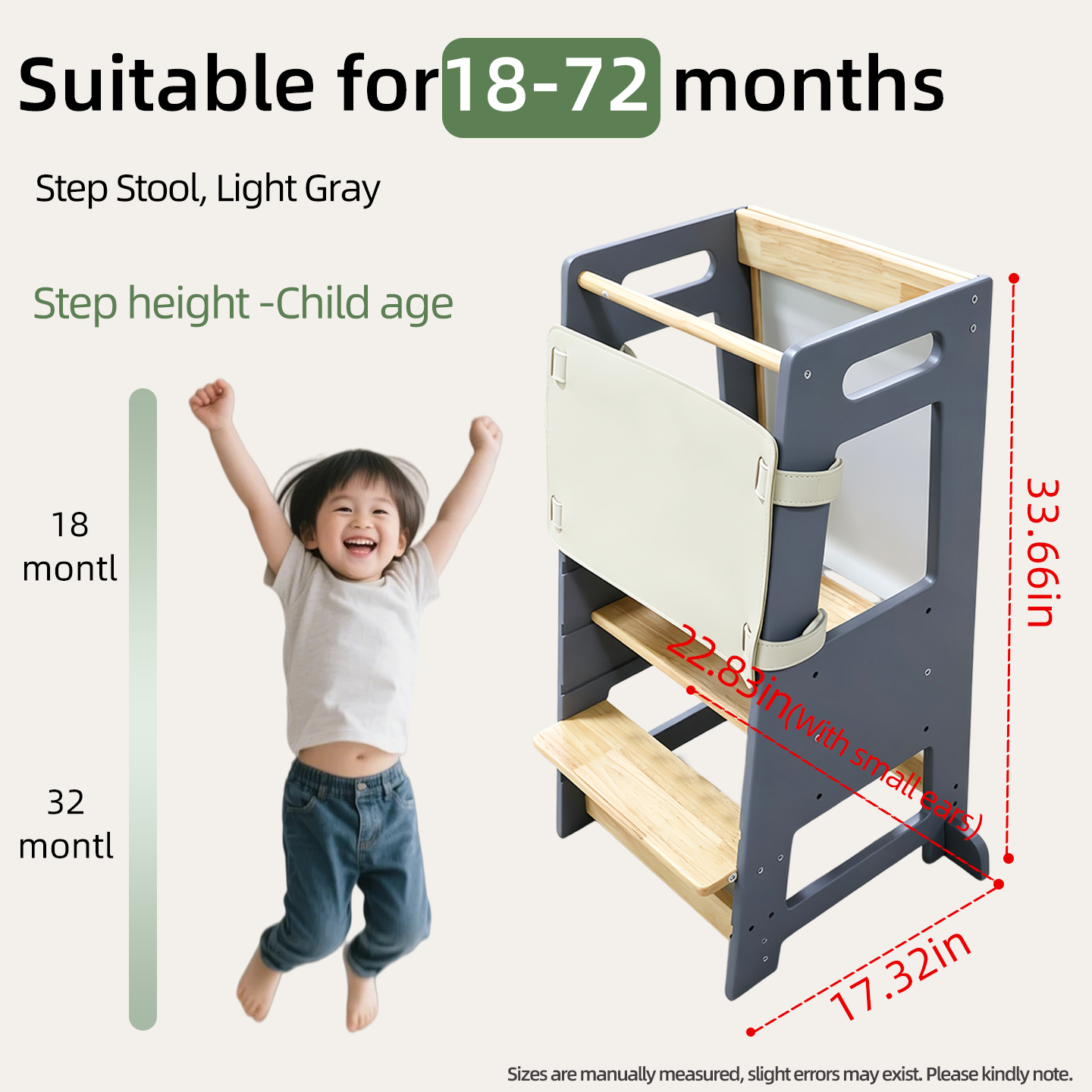 Two-Step Household Anti-Slip Step Stool for Kitchen Use, Elevated Access, and Children’s Handwashing Footstool