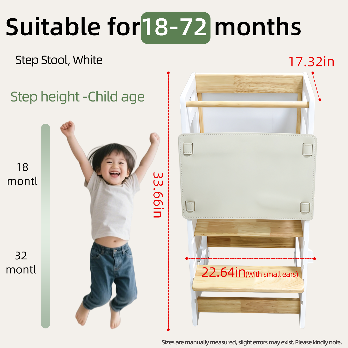 Two-Step Household Anti-Slip Step Stool for Kitchen Use, Elevated Access, and Children’s Handwashing Footstool